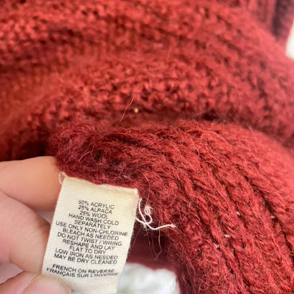 Anthropologie Moth V Neck Alpaca Wool Blend Knit Sweater